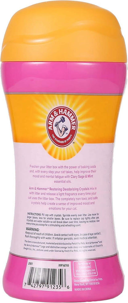 (2 Pack)  Deodorizing Cat Litter Crystals for Litter Boxes, Clary Sage & Mint Scent 15 Oz.