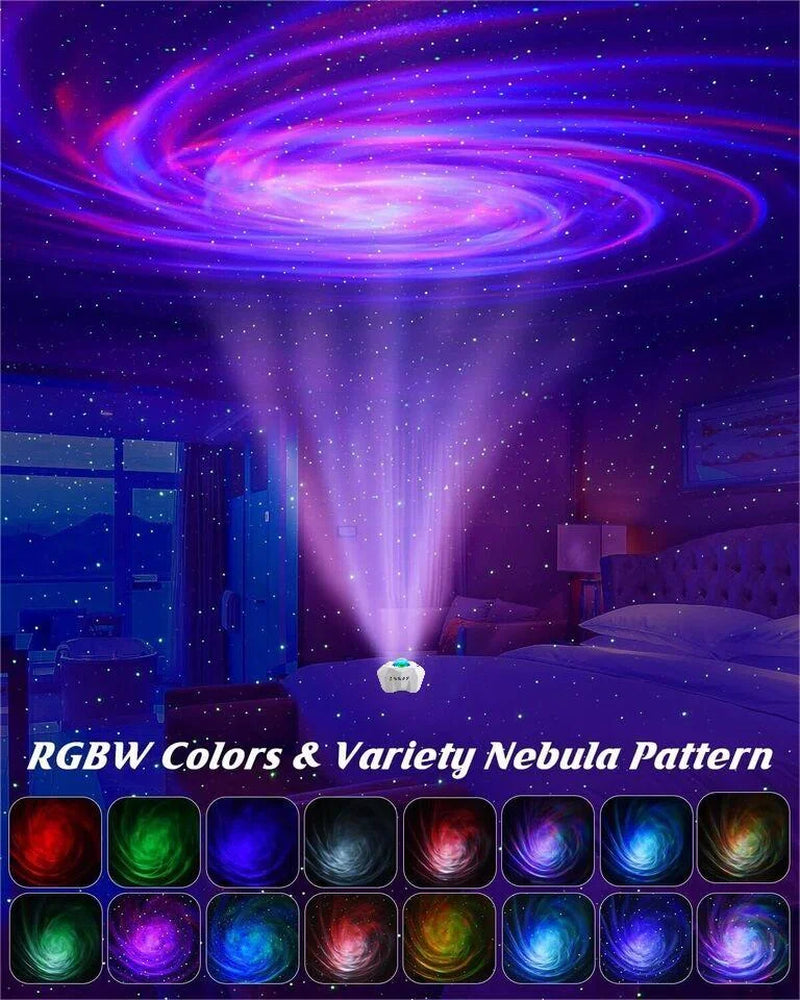 Star Projector with Bluetooth Speaker and Remote, Northern Lights Aurora Projector with Moon and Star